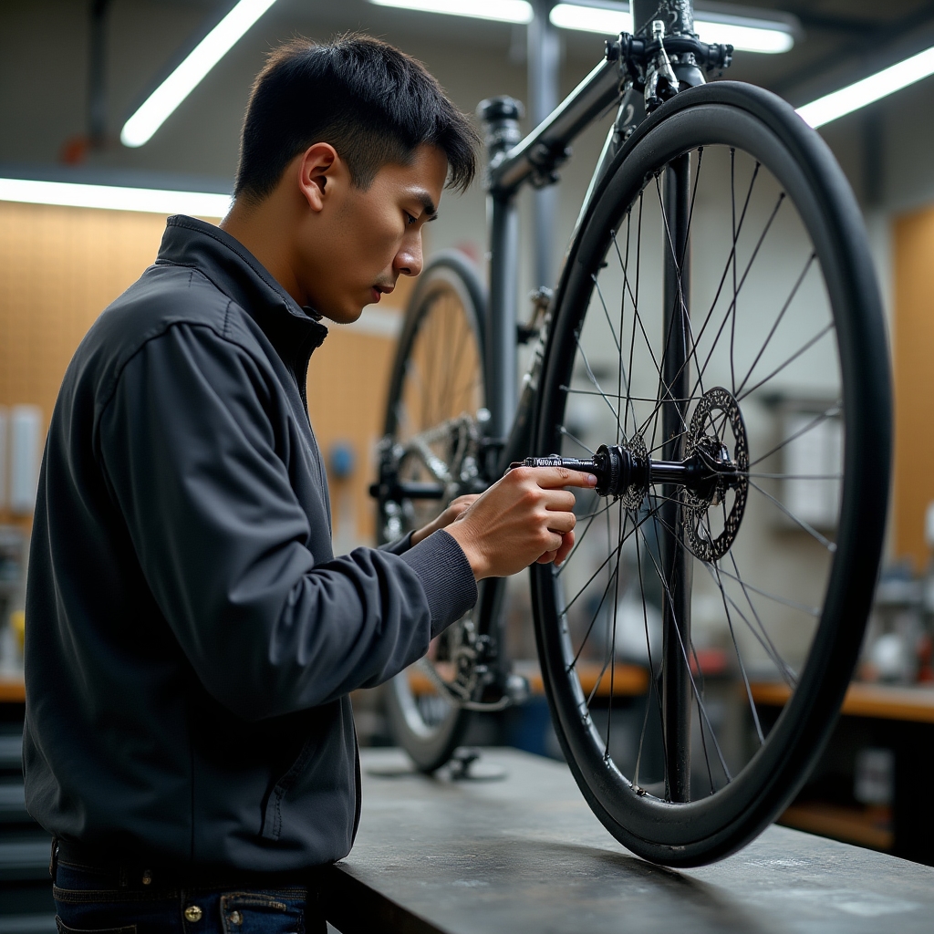 Centrado de rueda de bicicleta con tensiómetro profesional
