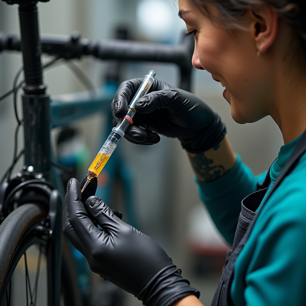 Proceso de purga de frenos hidráulicos de disco en bicicleta